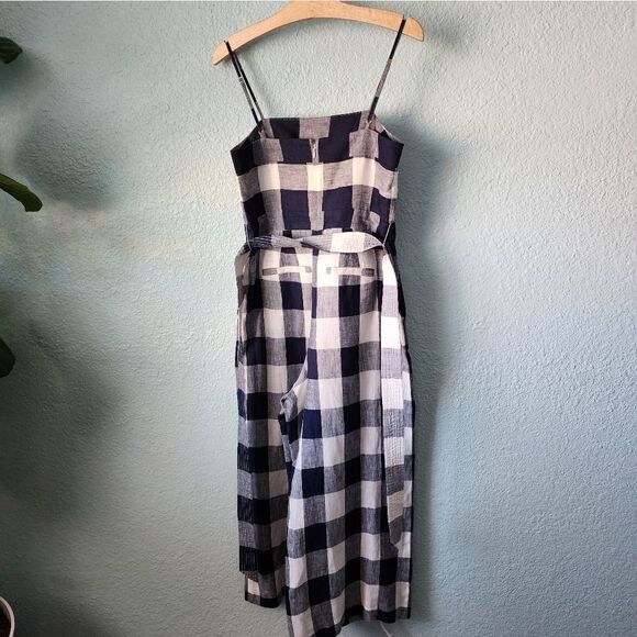 J crew gingham spaghetti straps with pockets crop coastal jumpsuit - Picture 7 of 16